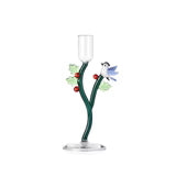 ICHENDORF Milano Woodland Tales Candeliere Agrifoglio e Uccellino Azzurro 18,5cm Vetro Borosilicato