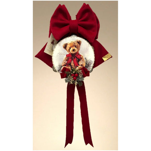 Madame Fioccò Fiocco di natale con tamburello Dolce Teddy Rosso 30H