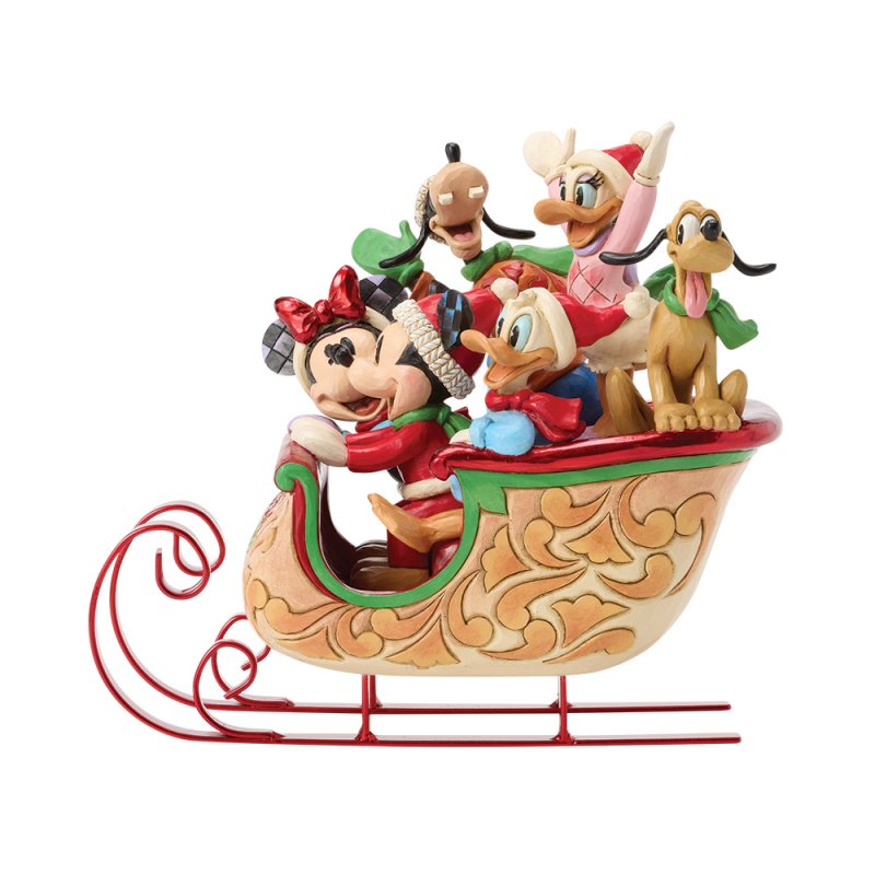 Disney Tradition Enesco Statuetta di Topolino e i suoi amici sulla slitta, prodotta da Disney Traditions.