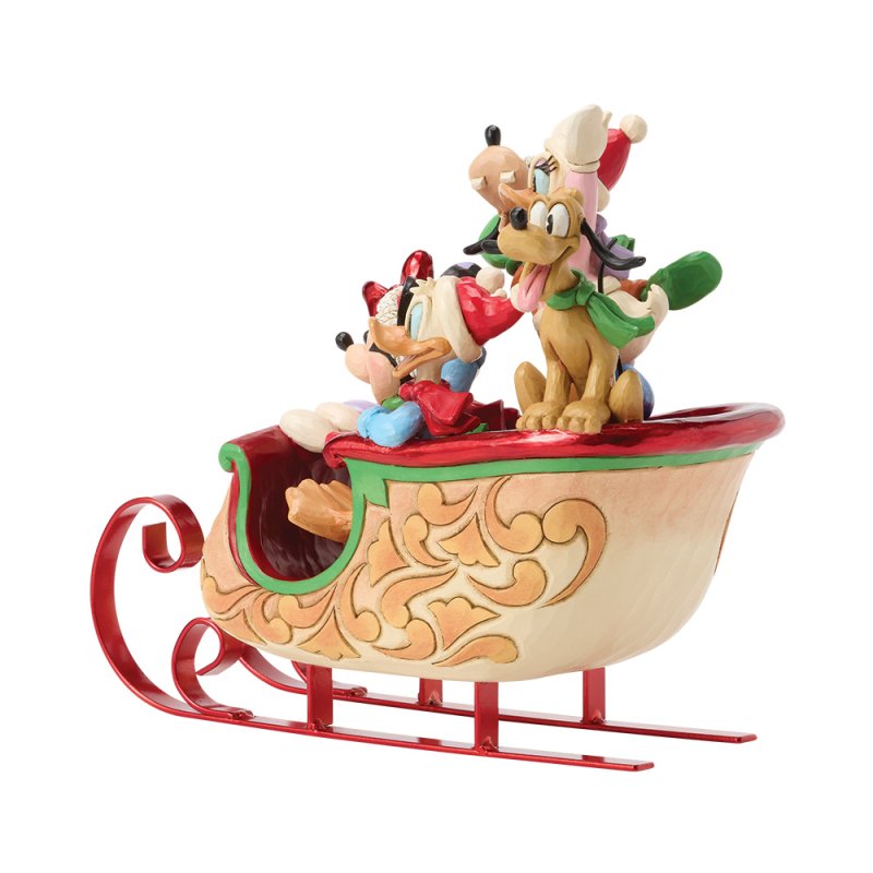 Disney Tradition Enesco Statuetta di Topolino e i suoi amici sulla slitta, prodotta da Disney Traditions.