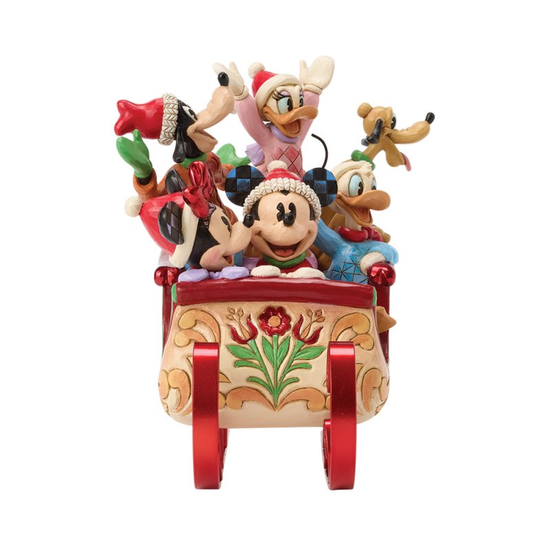 Disney Tradition Enesco Statuetta di Topolino e i suoi amici sulla slitta, prodotta da Disney Traditions.