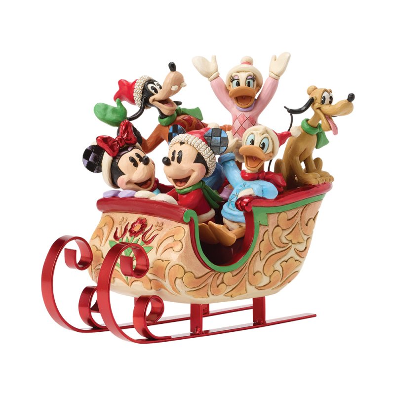 Disney Tradition Enesco Statuetta di Topolino e i suoi amici sulla slitta, prodotta da Disney Traditions.
