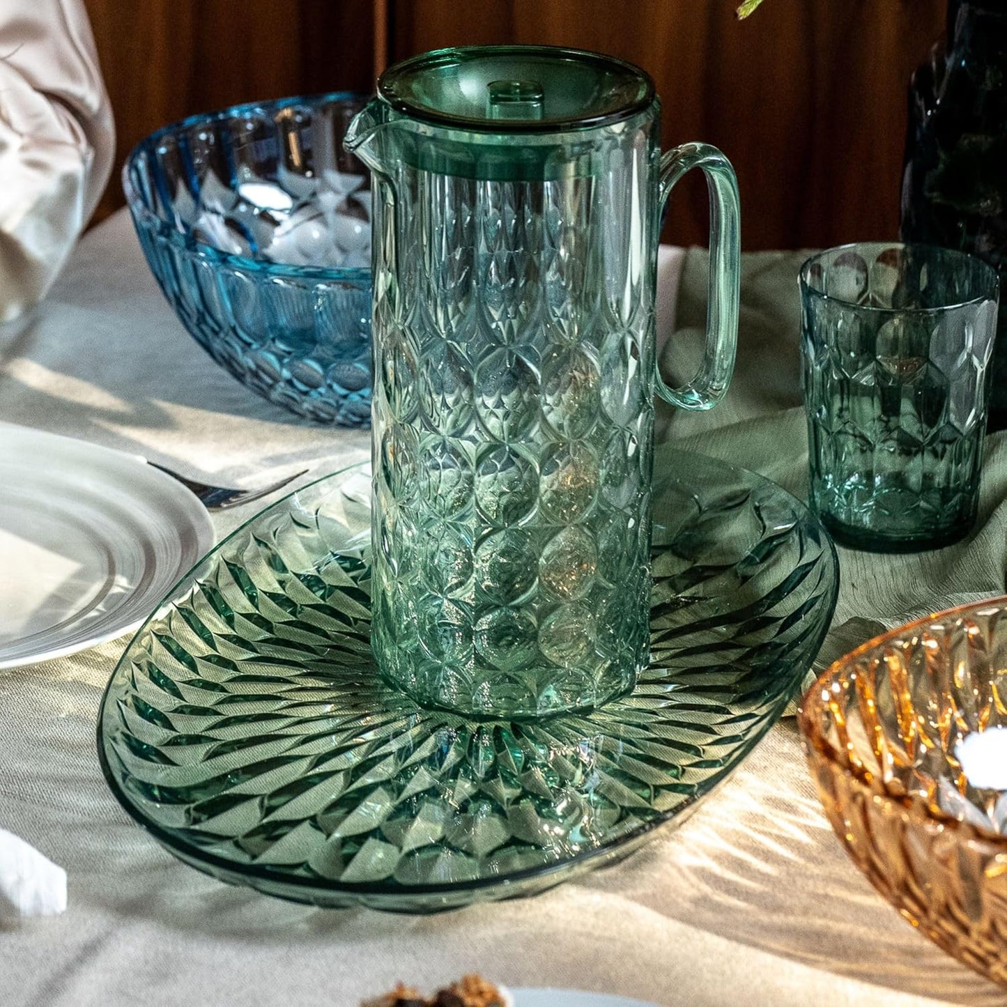 Guzzini - Vanity, Caraffa con coperchio Verde Matcha in Bio-based SAN e Bio-based SMMA - ARIA