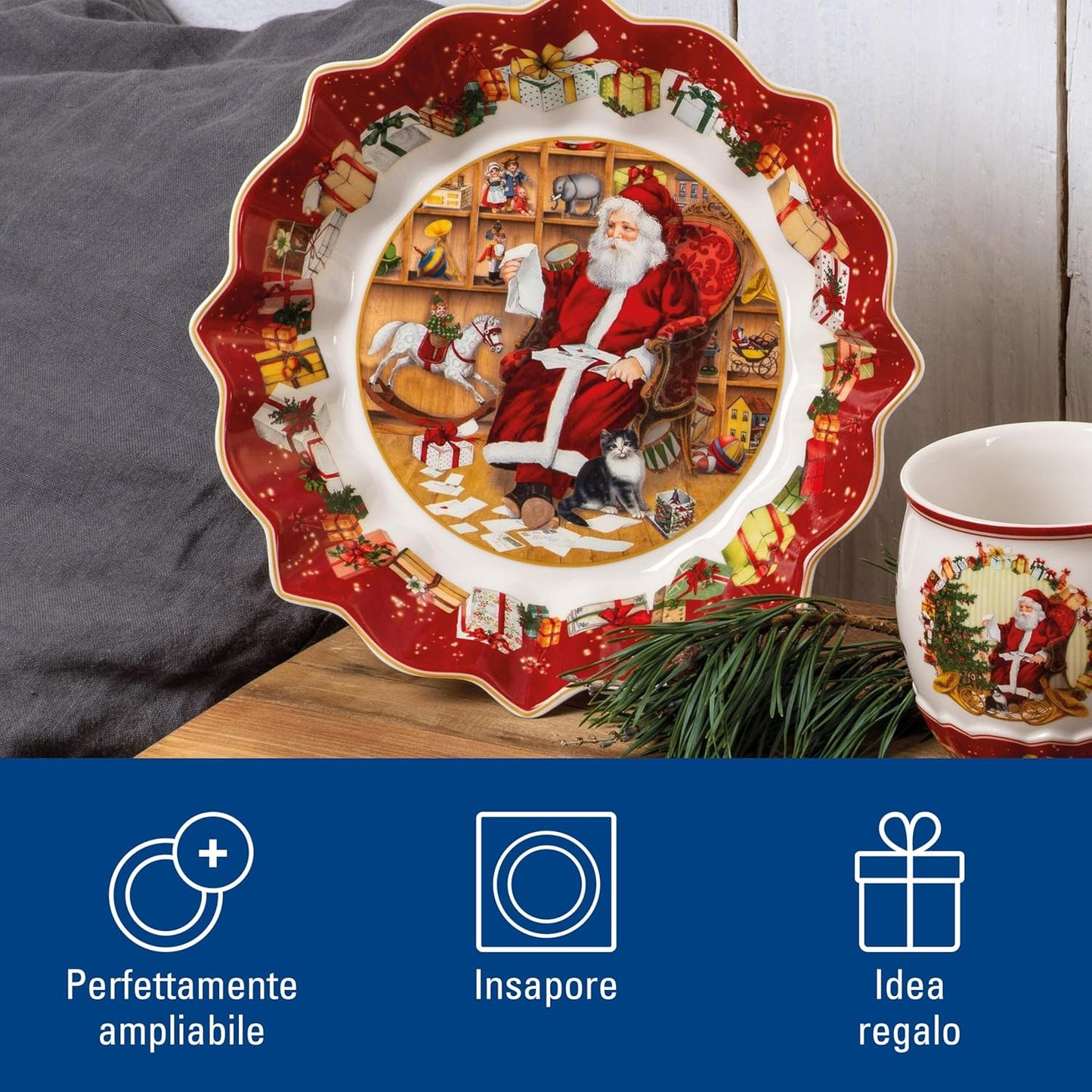 Villeroy & Boch - Toy's Fantasy Piatto Da Portata Variopinto, Adatto per Microonde, Piatto Ceramica Natale, Decorazione Natalizie, Stoviglie, Porcellana Premium