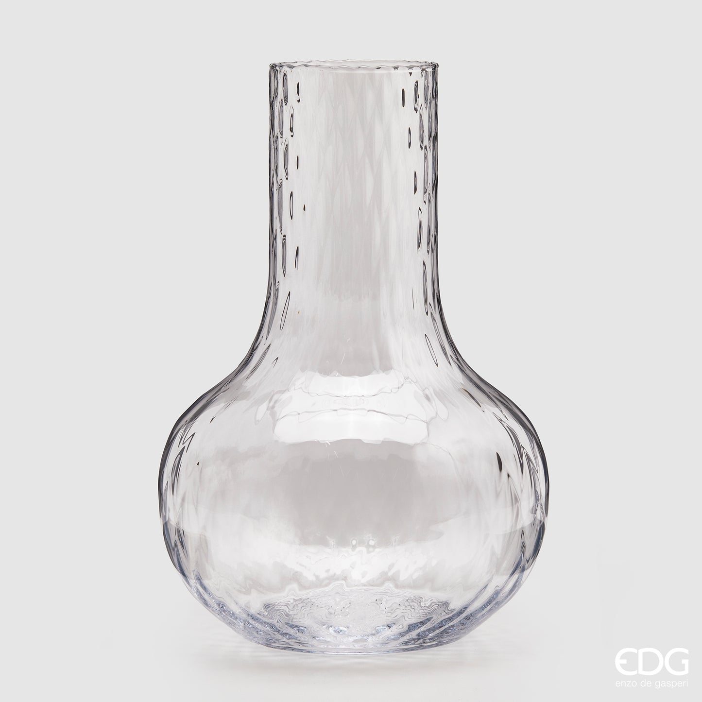 EDG Enzo De Gasperi Vaso Optic In Vetro Con Collo - H.37X26 Cm -