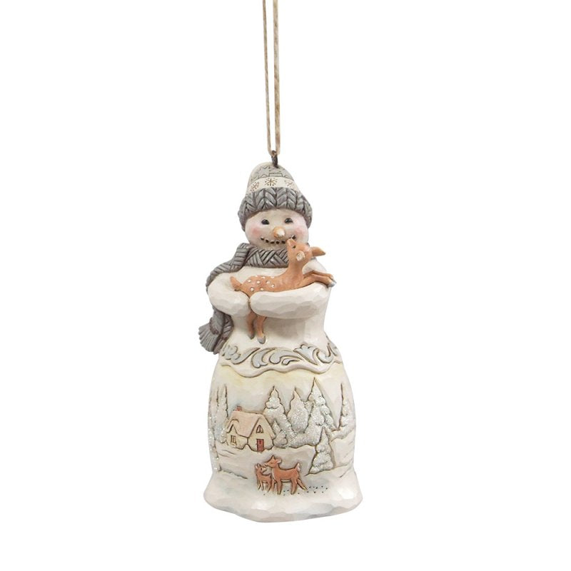 ENESCO | Disney Traditions  Decorazione da appendere a forma di pupazzo di neve bianco del bosco di Heartwood Creek