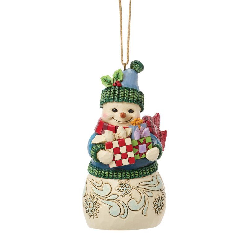 ENESCO | Disney Traditions  Decorazione da appendere a forma di pupazzo di neve con braccia, realizzata da Heartwood Creek