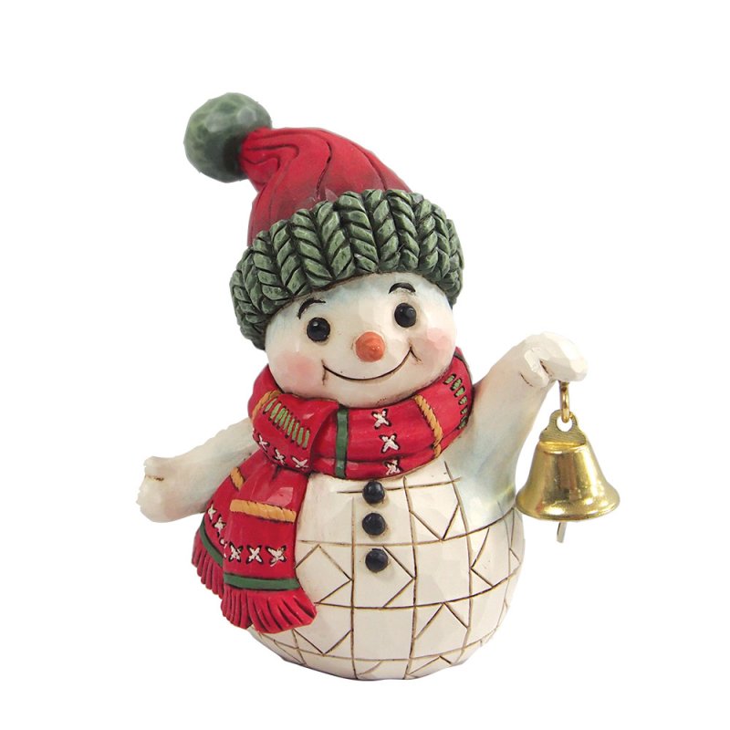 ENESCO | Disney Traditions  Statuetta di pupazzo di neve con campana, realizzata da Heartwood Creek