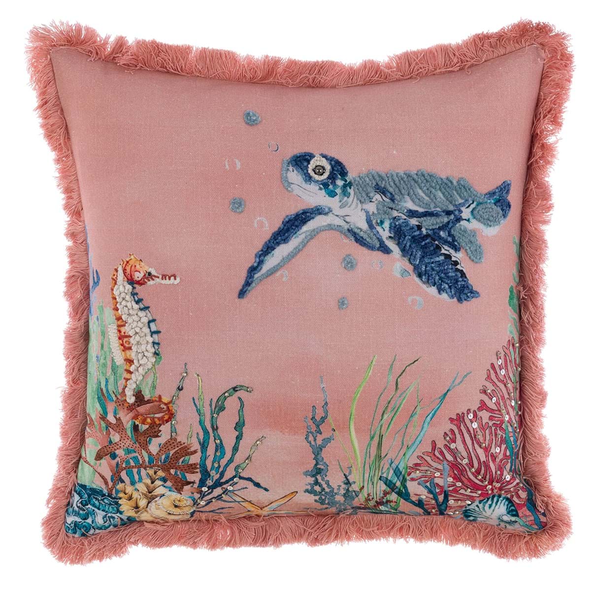 Cuscino Stampato E Ricamato ” CORAL REEF” Di Blanc Mariclo’
