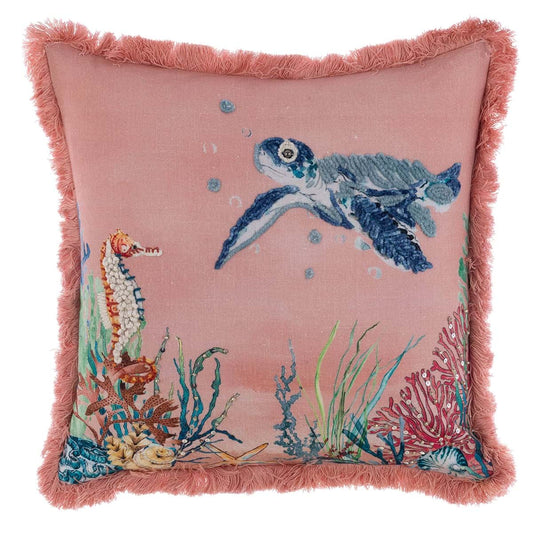 Cuscino Stampato E Ricamato ” CORAL REEF” Di Blanc Mariclo’