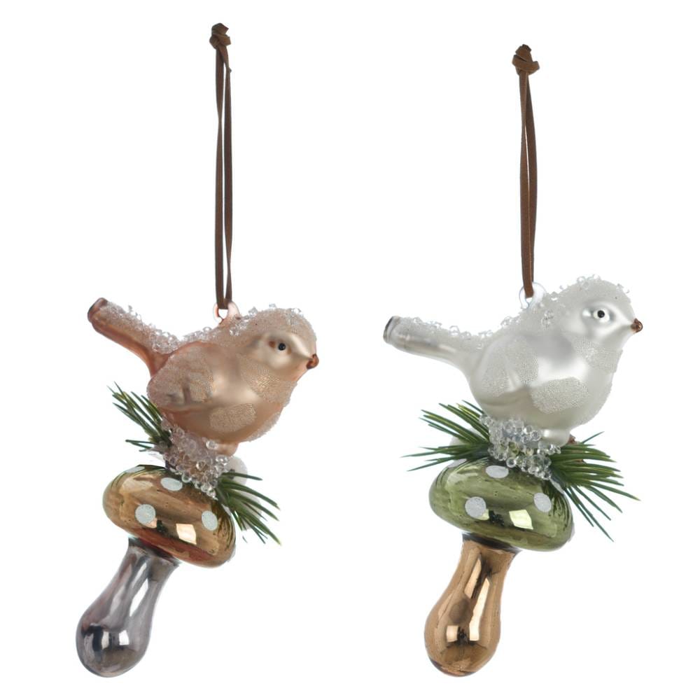 Blanc Mariclò Uccellino Vetro da appendere 7×12 cm – 2 colori