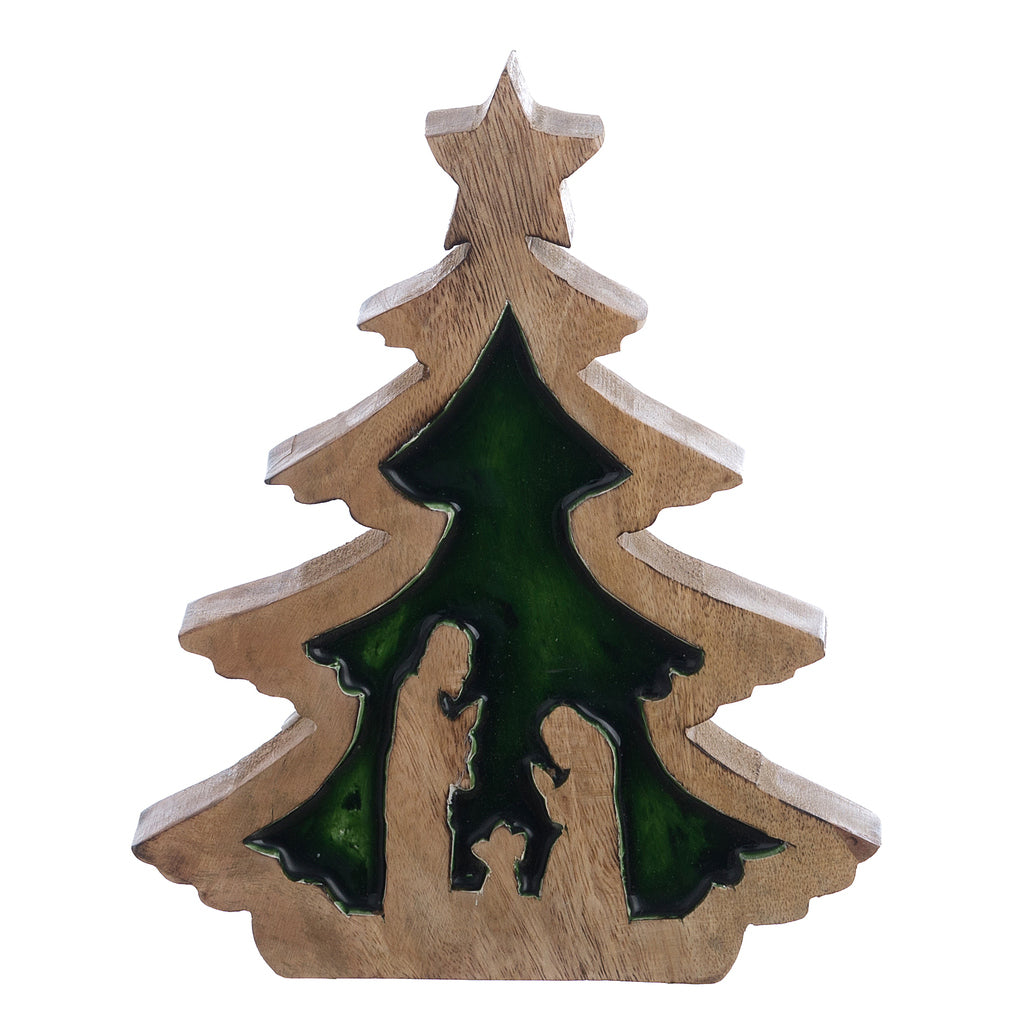 Blanc Mariclo Decoro Albero legno con natività  Foresta D’inverno H 20 cm