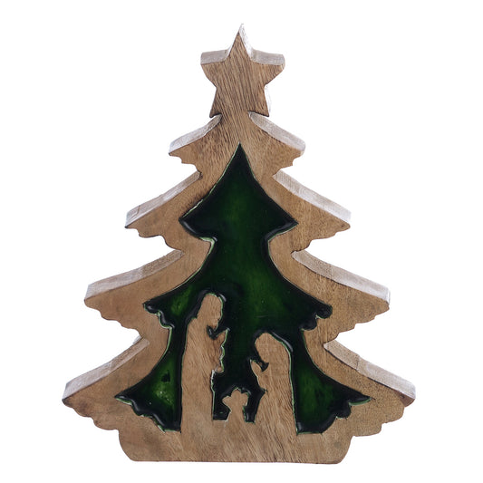 Blanc Mariclo Decoro Albero legno con natività  Foresta D’inverno H 20 cm
