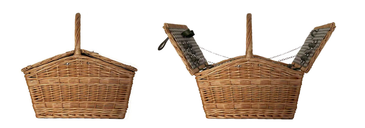 Blanc Mariclo' Cestino picnic in rattan e cotone “Déjéuner sur l’herbe” L'Eleganza del Tempo Ritrovato