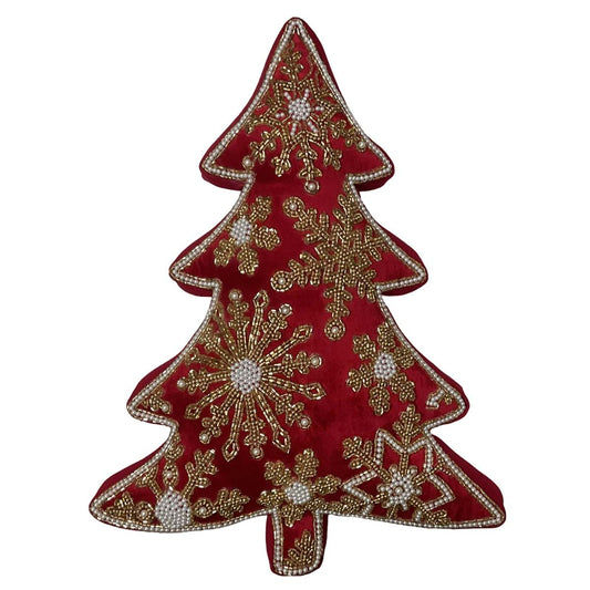 BLANC MARICLÒ Cuscino Albero con Applicazione di Perline Dorate