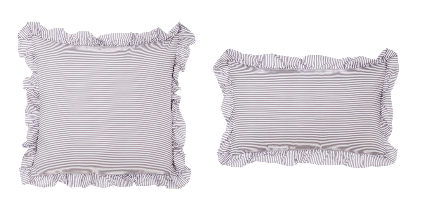 Blanc Mariclò Set 2 cuscini arredo in microfibra BEIGE con gala "Sogno Vichy" 30x50 cm - 45x45 cm
