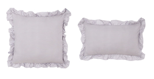 Blanc Mariclò Set 2 cuscini arredo in microfibra BEIGE con gala "Sogno Vichy" 30x50 cm - 45x45 cm