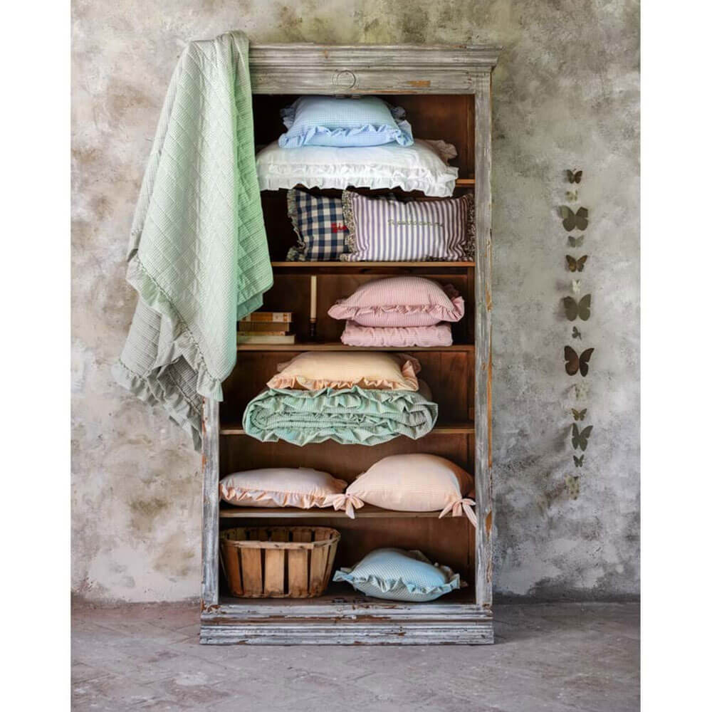 Blanc Mariclò Set 2 cuscini arredo in microfibra BEIGE con gala "Sogno Vichy" 30x50 cm - 45x45 cm