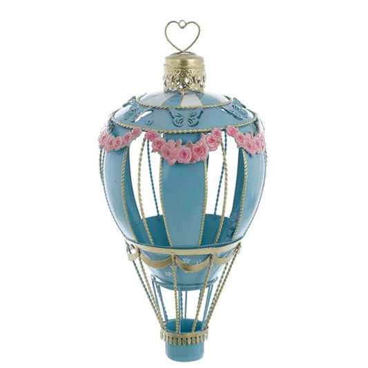 Blanc Mariclò Mongolfiera Azzurro Metallo Rococo H 42 cm
