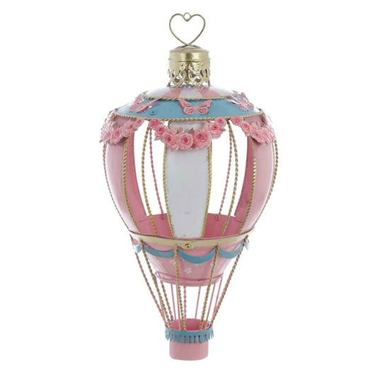 Blanc Mariclò Mongolfiera Rosa Metallo Rococo H 42 cm