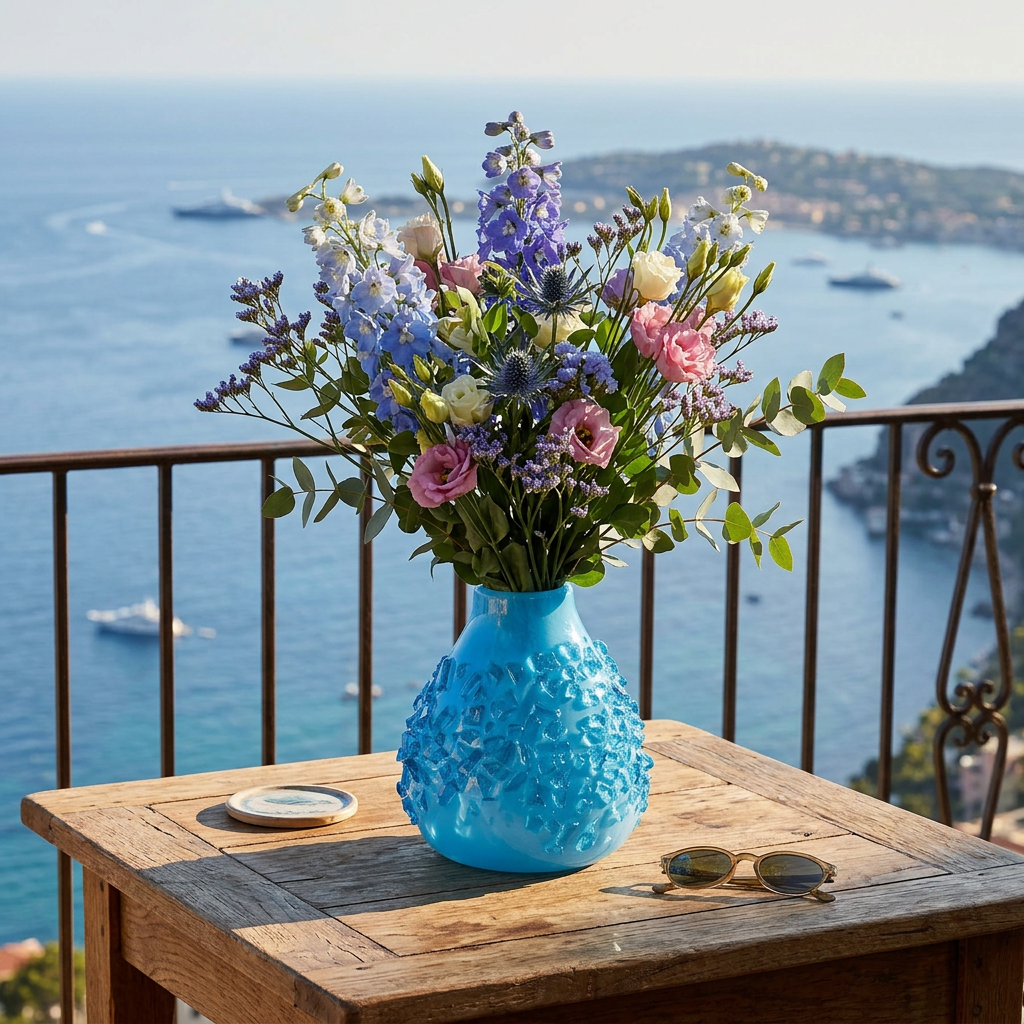 EDG Vaso Gemme Azzurro in Vetro 28cm D27