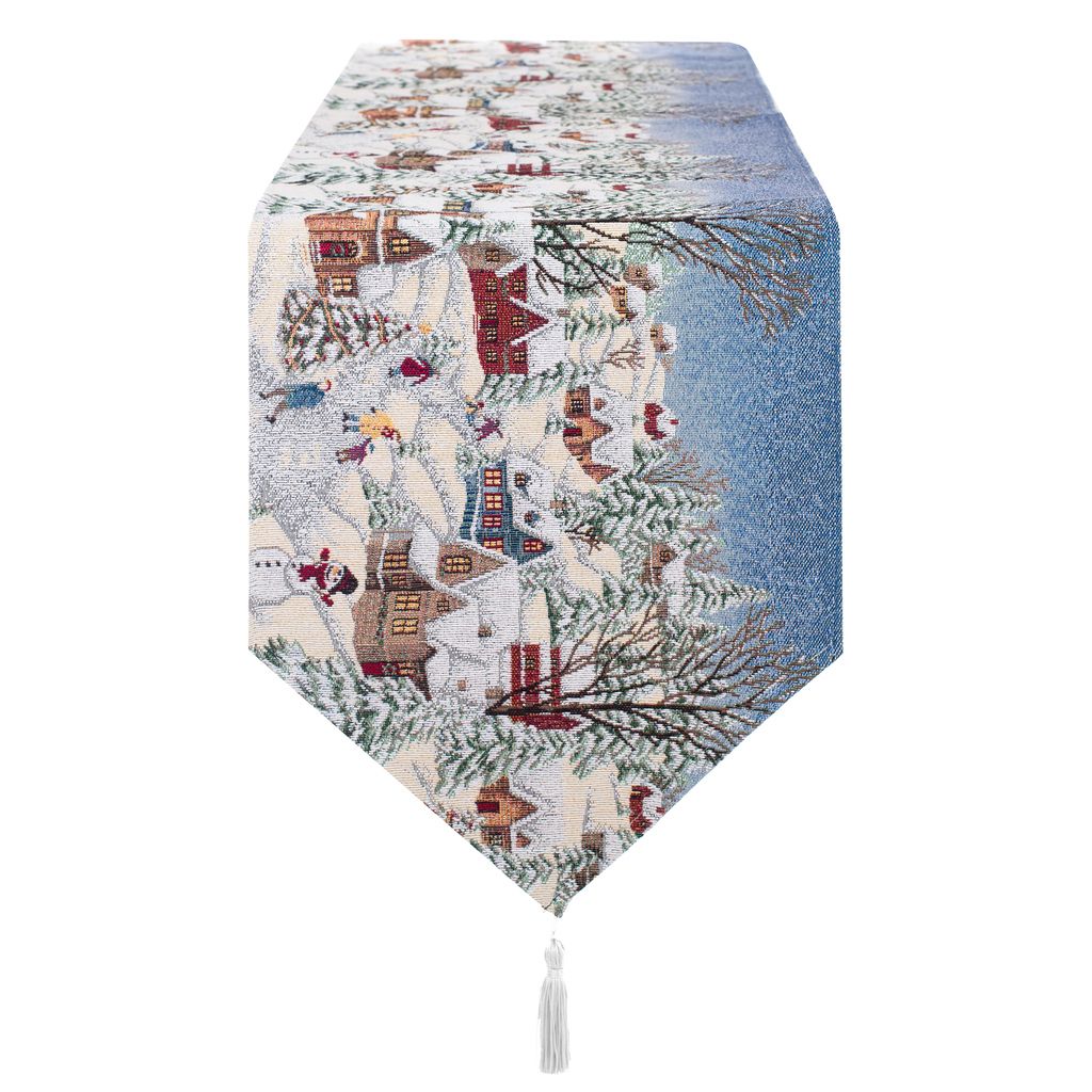 Blanc Mariclo runner / striscia centrotavola gobelin serie Borgo Alpino cm. 33x170