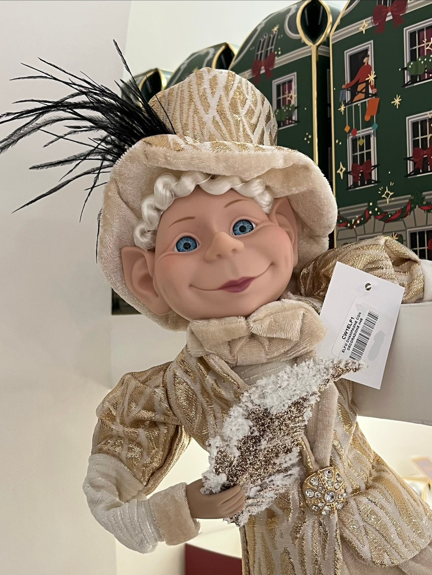 Fiori Di Lena. Elfo Champagne Con Decorazione H45