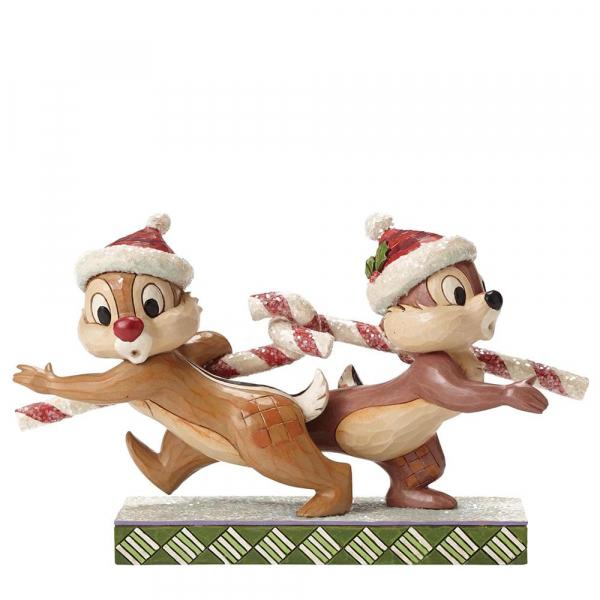 Disney Traditions - Cip e Ciop con bastoncini di zucchero "Candy Cane Caper" - Statuina Natalizia 13 cm | Jim Shore