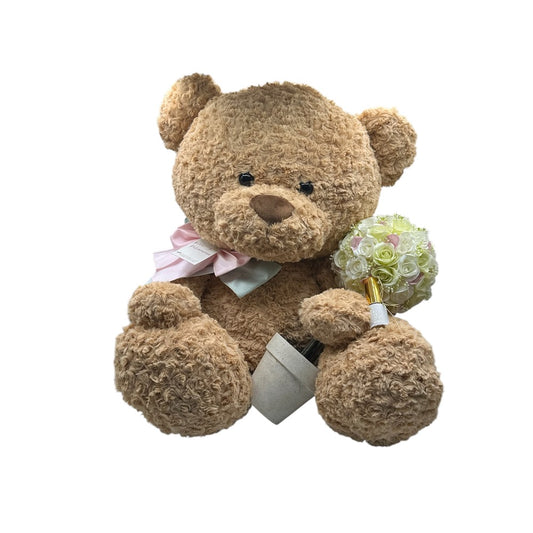 Fiori di Lena Teddy Maxi con Fiocco e Bouquet di Rose H65