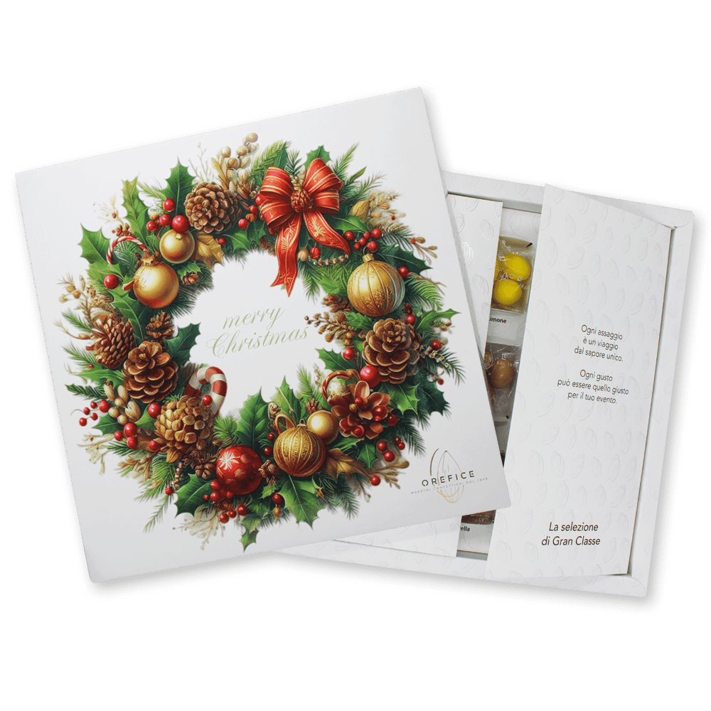 OREFICE Box Natalizia Con Deliziosi Cioccolatini Assortiti Tra Nudi E Bacetti 200Gr