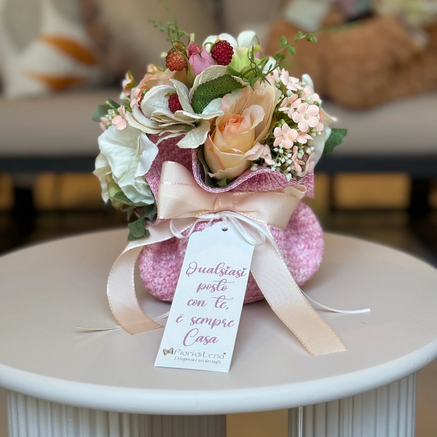 Fiori di Lena Sacchetto in Rafia con Fiori Profumati Polvere H25