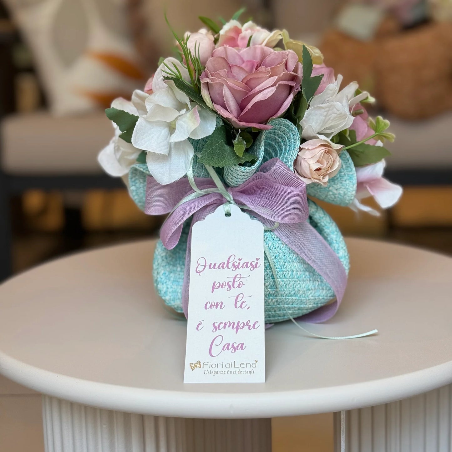 Fiori di Lena Sacchetto in Rafia con Fiori Profumati Polvere H25