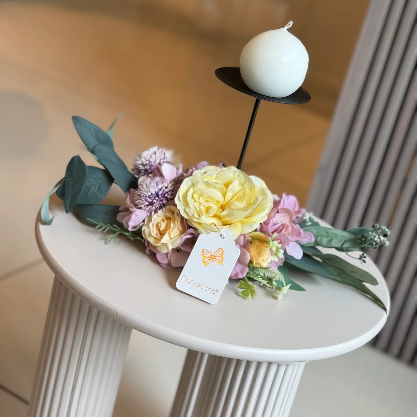 Fiori Di Lena Portacandela Pasquale con Peonie e Ortensie