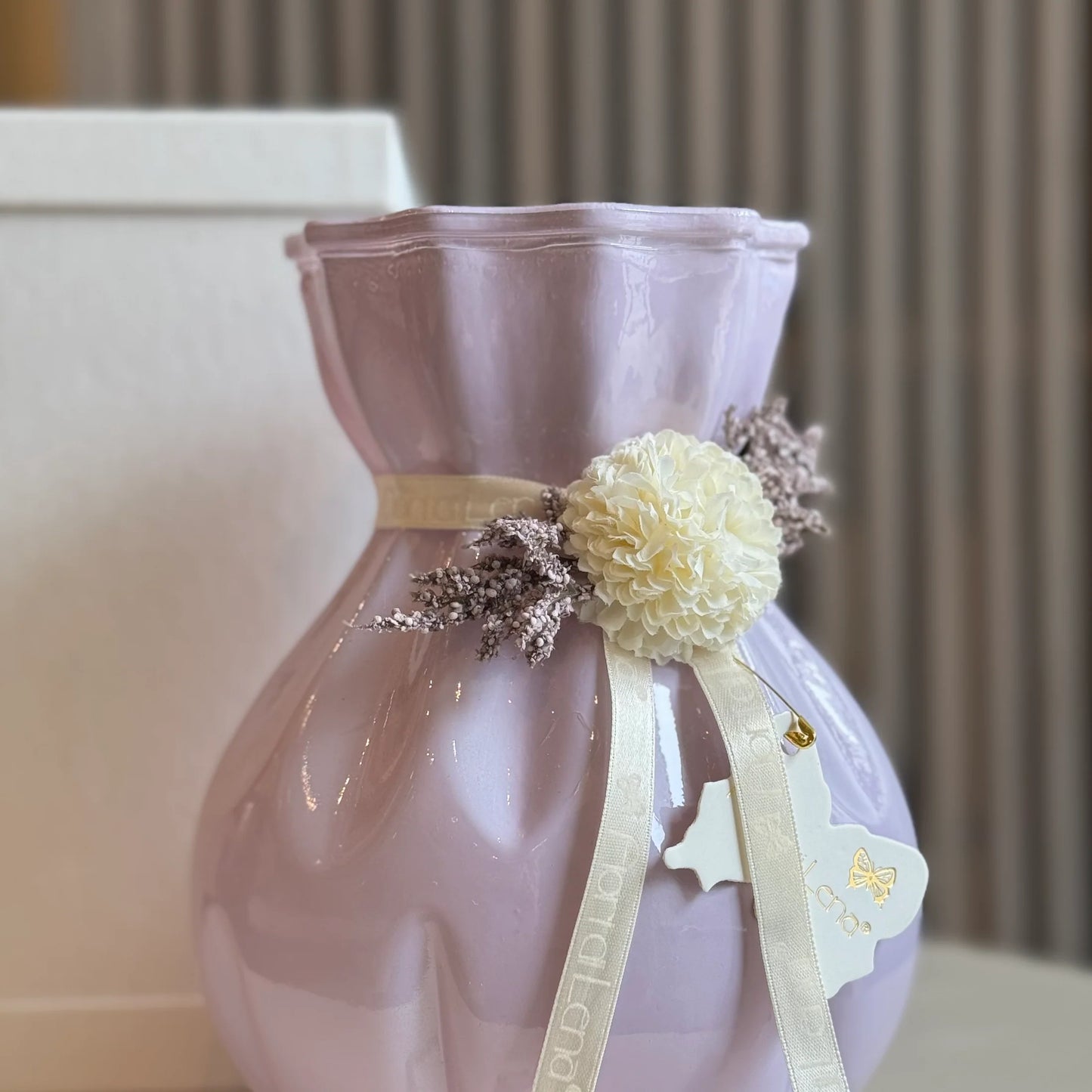 Fiori Di Lena Vasetto in Vetro c/ Dalia e Nebbiolina H20 Glicine