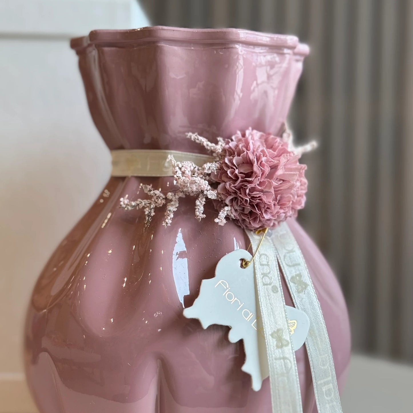 Fiori Di Lena Vasetto in Vetro c/ Dalia e Nebbiolina H20 Rosa