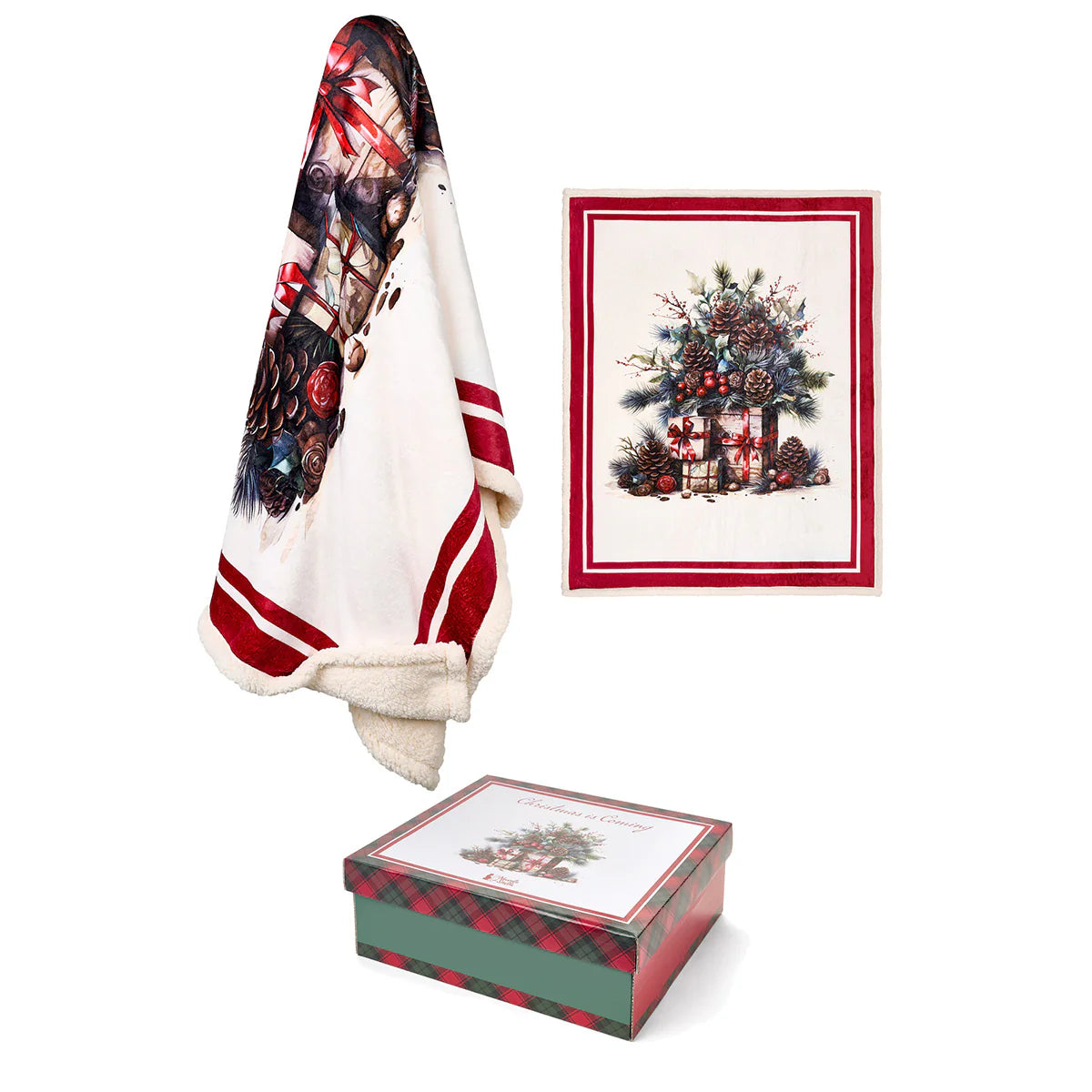 Nuvole di Stoffa Plaid con Scatola Christmas 130x160 cm Regali