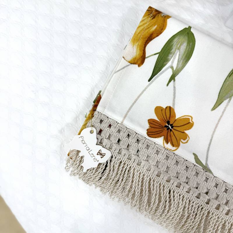 Fiori Di Lena Runner Fantasia Floral con Frange 155x40 cm Giallo