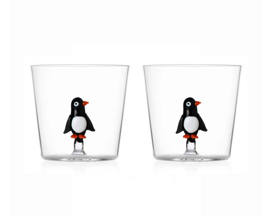 Ichendorf Milano Christmas Tales Set 2 Tumbler Pinguino in Vetro Borosilicato