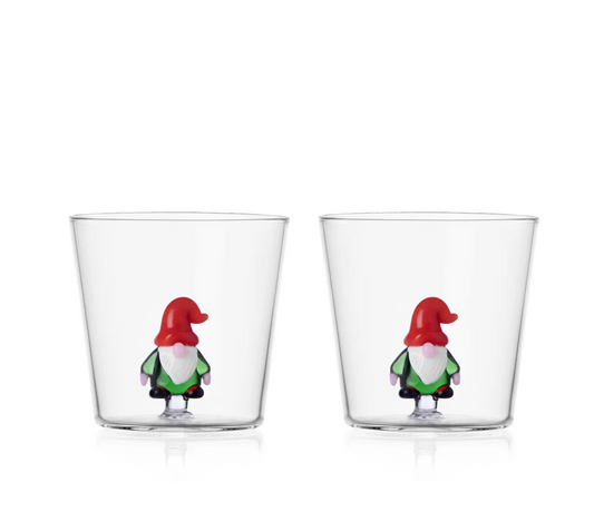 Ichendorf Milano Christmas Tales Set 2 Tumbler Gnomo in Vetro Borosilicato
