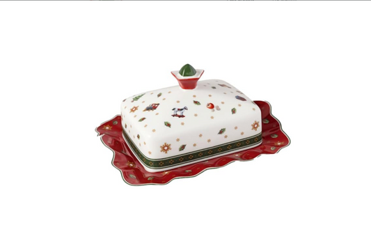 Toy's Delight burriera, 19 x 16 x 11,5 cm, porcellana dura, portaburro, lavabile a mano, contenitore per burro per brunch e feste