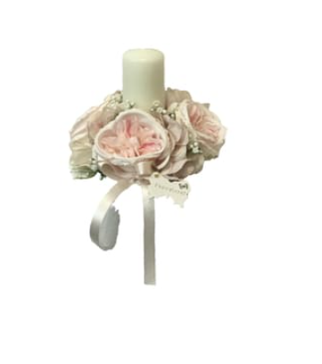Fiori di Lena – Portacandele con rose Austin, ortensie e nebbiolina con scatola