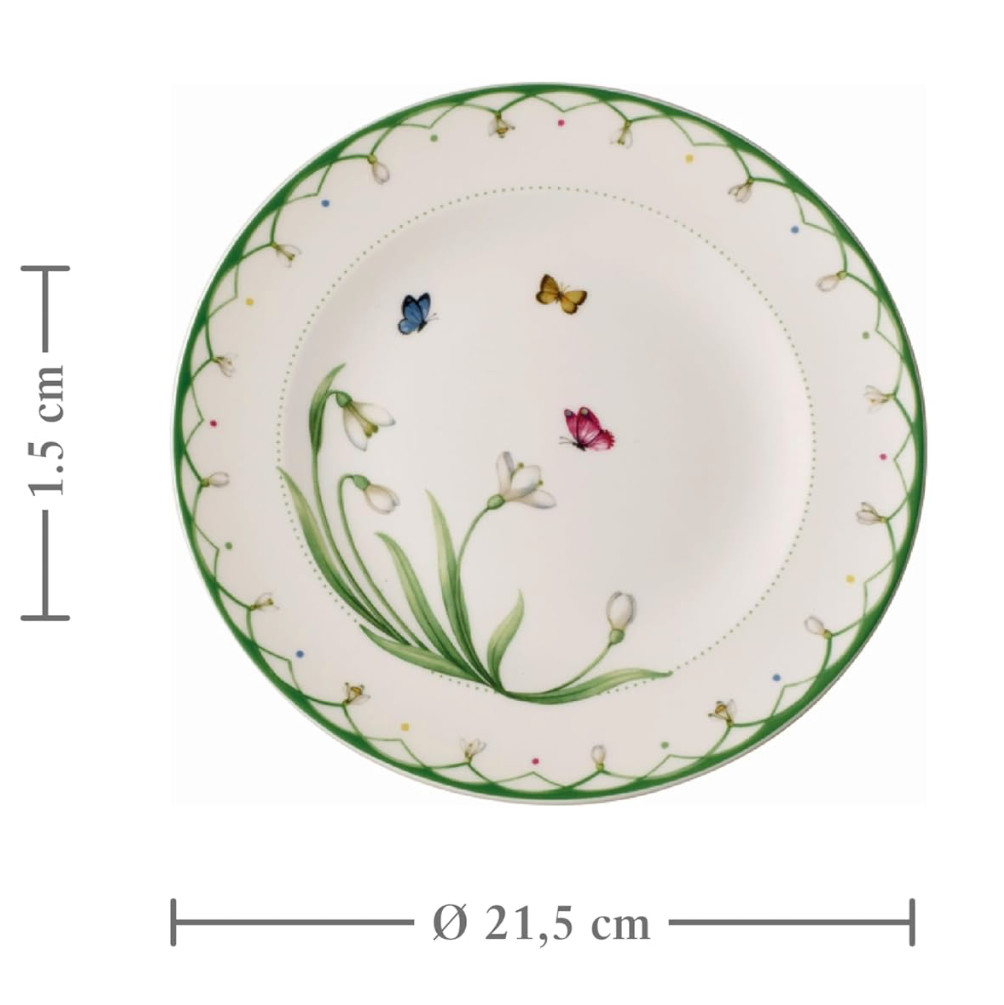 Villeroy & Boch Colourful Spring, Piatto da Dessert, Porcellana, Bianco Multicolore, 22 cm