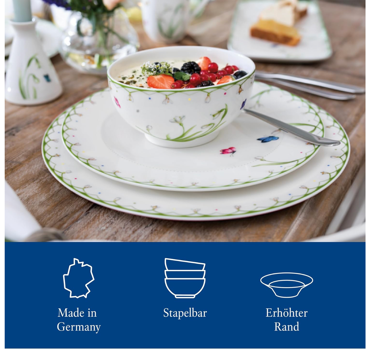 Villeroy & Boch Colourful Spring, Piatto da Dessert, Porcellana, Bianco Multicolore, 22 cm