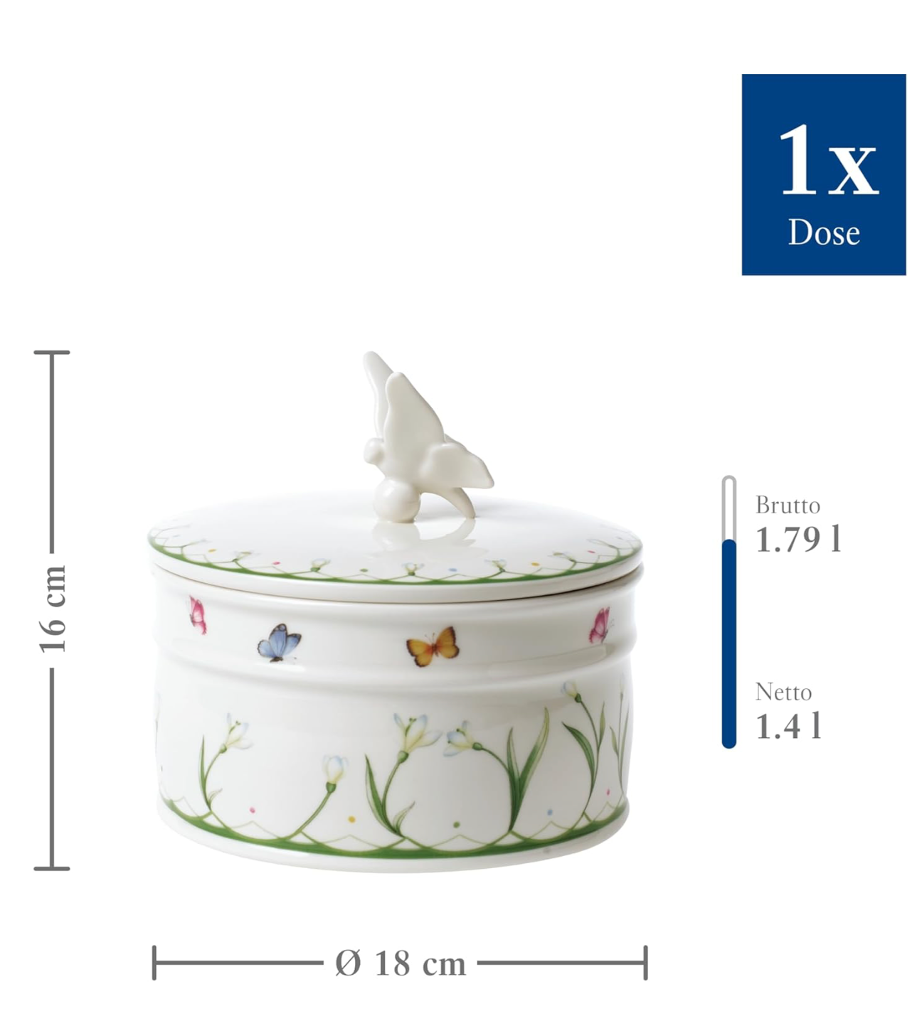 Villeroy & Boch Colourful Spring Barattolo, Porcellana, Multicolore (Bucaneve), 16 cm
