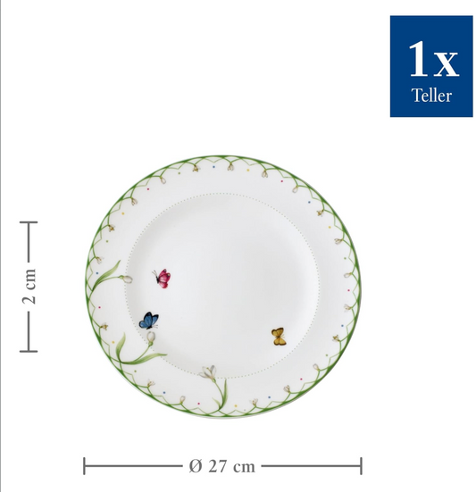 Villeroy & Boch Colourful Spring, Piatto Piano, Porcellana, Bianco Multicolore, 27 cm