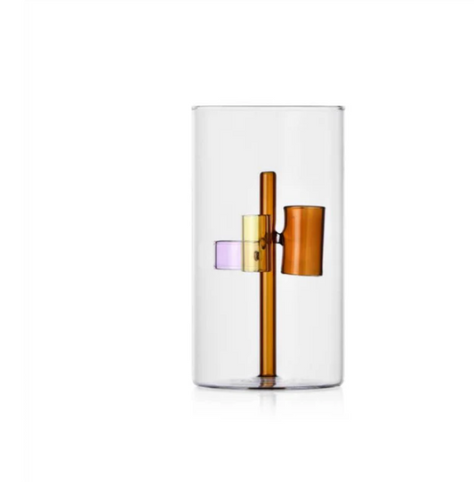 Ichendorf Milano Vaso Iris 3 Ambra in Vetro Borosilicato H20 cm