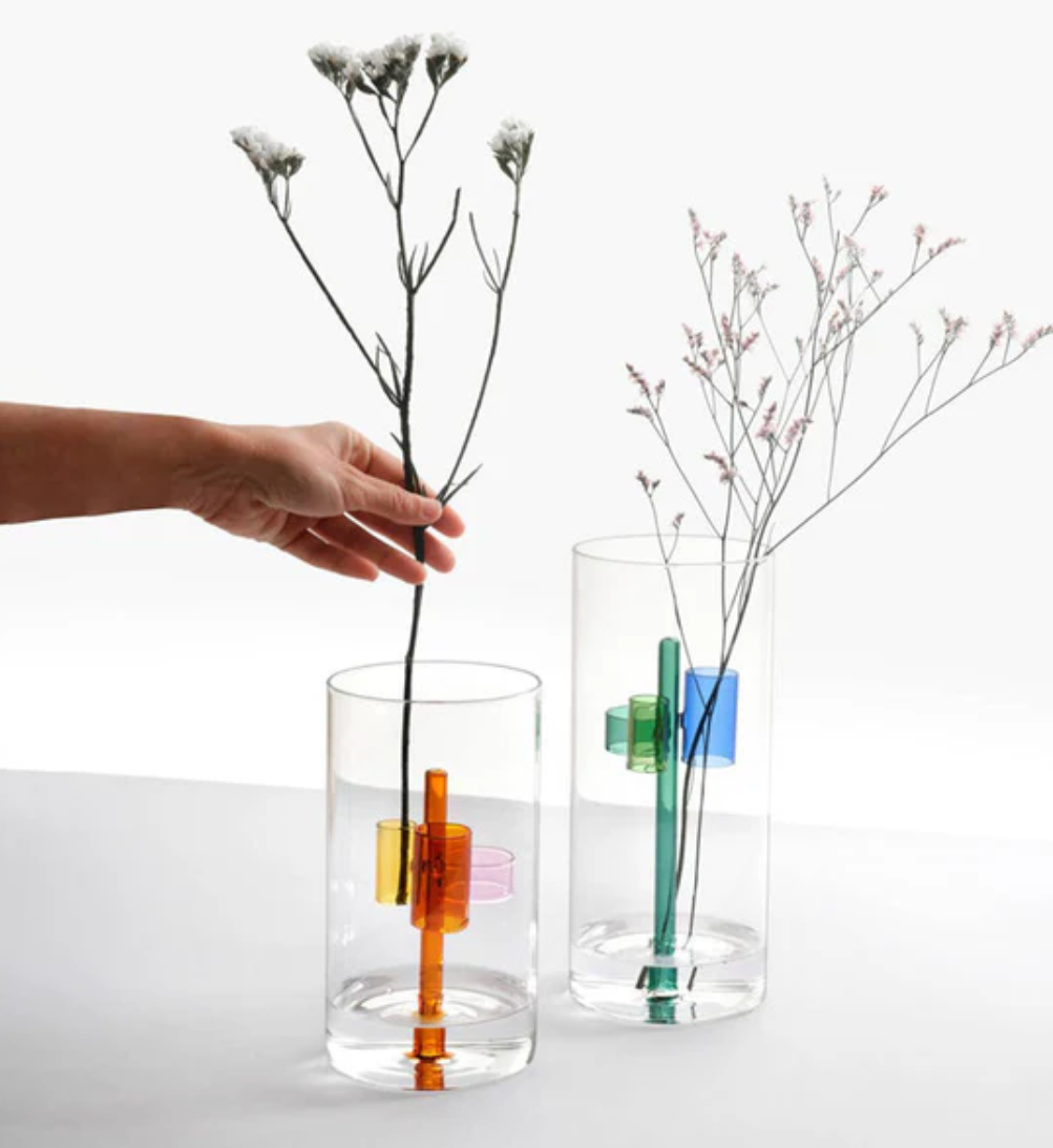 Ichendorf Milano Vaso Iris 3 Ambra in Vetro Borosilicato H20 cm