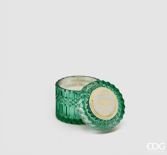 Bomboniera EDG Enzo De Gasperi candela Crystal Verde in vetro h8,5 cm Colori D'Autunno