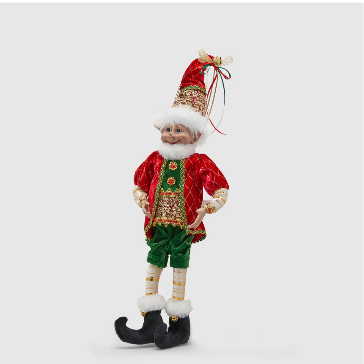 EDG Enzo De Gasperi Decoro Natale Elfo H 63 Cm da Appendere Green Red