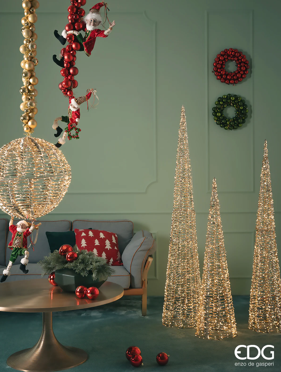 EDG Enzo De Gasperi Decoro Natale Elfo H 63 Cm da Appendere Green Red